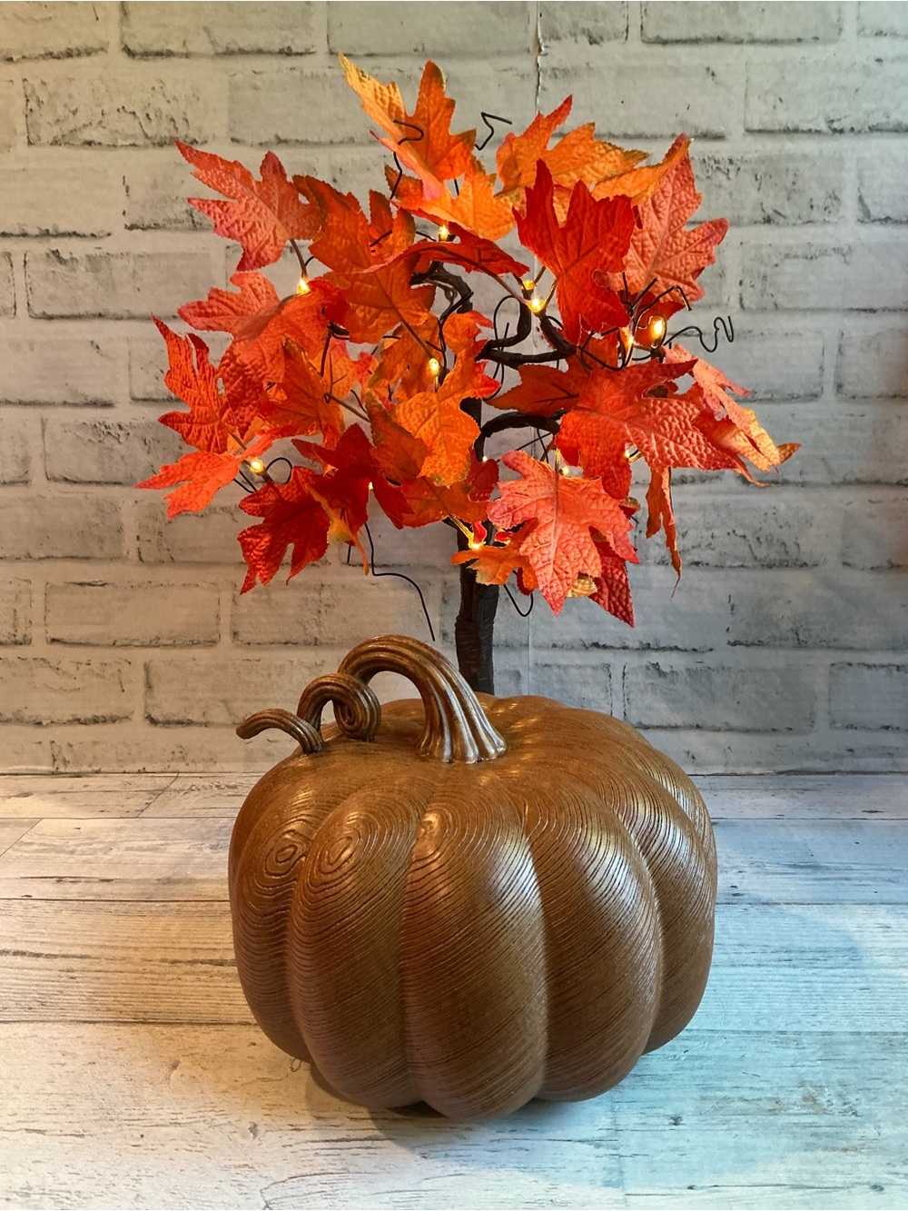 Rachel Ashwell 9” Resin Wood Finish Pumpkin Decor